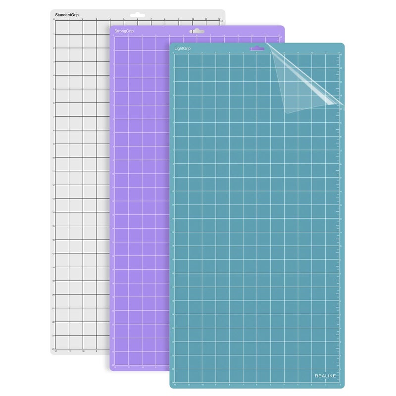 REALIKE 12x24 Cutting Mat Compatible with Cricut Maker 3/Maker 4/Maker/Explore 3/4/Air 2/Air/One,(StandardGrip, LightGrip, StrongGrip,3 Mats) Variety Adhesive Non-Slip Cut Mats for Crafts - Image 1